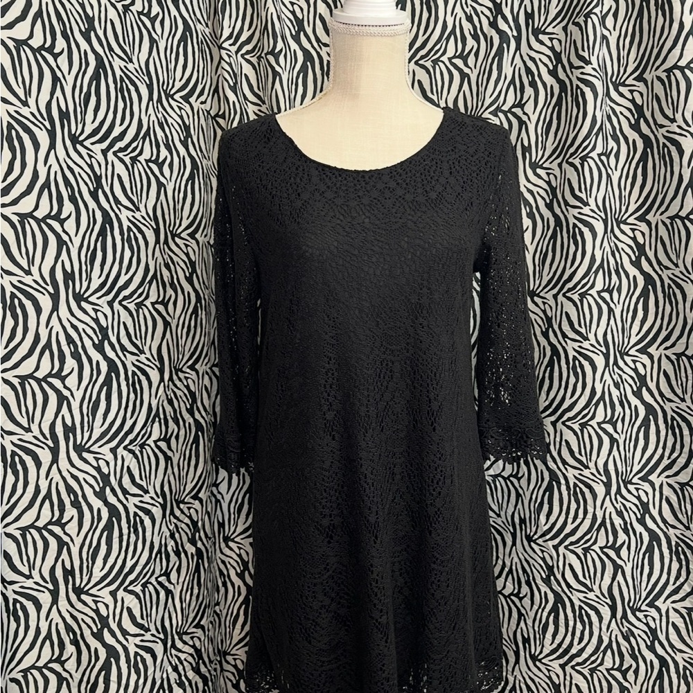 Black Lace Dress with 3/4 Sleeves